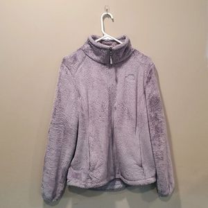 Gray Zip-Up Fluffy North Face Jacket // L